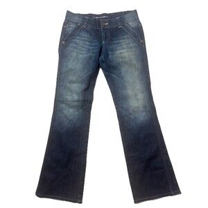 DKNY Jeans Empire State Jean Medium Wash Y2K Low Rise Denim Flare Legs Size 7